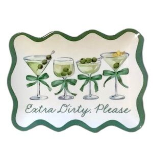 Appetizer Plates Set of 6 Martini Cocktail Party “Extra Dirty Please” Olive Gift